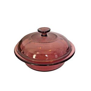 Corning Ware VISION 1 Qt. 1L V-31-B Casserole Baking Dish w/ Lid Cranberry USA